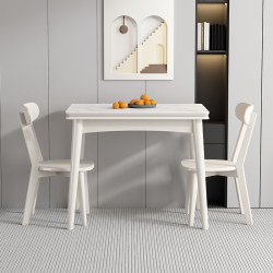 Rock slab dining table small apartment household folding telescopic cream style solid wood dining table chair combination modern simple table