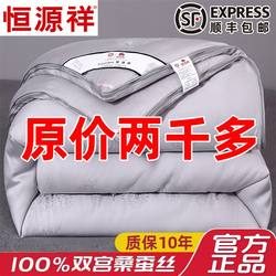 Hengyuanxiang 100% Mulberry Silk Thickened Winter Quilt, Wedding Quilt, Spring and Autumn Quilt, Antibacterial Duvet, Two-In-One Air Conditioning Quilt Core