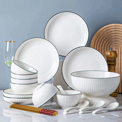 Beautiful Ceramic Rice Bowls for Home Use, Underglaze Color Bowl and Plate Set, Nordic Style Modern Minimalist Bowlware, Bowl and Chopsticks Set