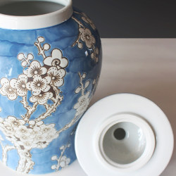 Jingdezhen ceramic vase flower arrangement ornaments blue and white porcelain antique Chinese home living room storage jar large decoration