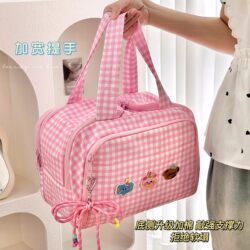 Nylon Dual-Compartment Large-Capacity Makeup Bag for Women 2025 New Model Cosmetics Storage Bag Partitioned Toiletry Bag