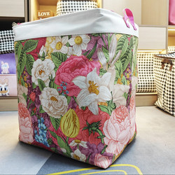 Double Zipper Type with Steel Ring, Three-Layer Thickened Canvas Storage Bag with Lid, Foldable Storage Box for Clothes and Quilts