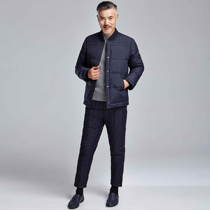 Middle -aged and elderly men's down jackets Inner bile sets of winter daddy and old man thickened warm and warm inner two -piece cotton pants jacket