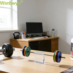 Master Designer Creates Fitness-Style Barbell Office Desk Decoration, Zinc Alloy Barbell Plate Combination with Acrylic Stand