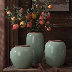 Jingdezhen Chinese-Style Retro Ceramic Vase, Classical Entrance Hall Decoration, Living Room Dried Flower Vase, Home Living Room Decoration