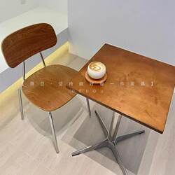Korean retro cafe ocean board table and chair combination dessert milk tea shop table light food western restaurant business dining chair