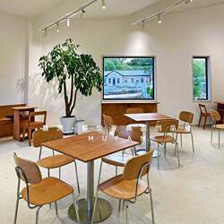 Coffee shop square table coffee shop milk tea shop ocean board table retro dessert bakery shop dining table and chair combination commercial