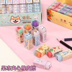 Cute Cartoon Non-Toxic Fruit Erasers Astronaut Erasers for Boys and Girls First Grade Second Grade Jelly Erasers Student-Specific Can Be Cut Cute Children's Fruit Animal Sandwich Erasers Leave No Marks