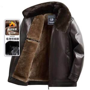 
Winter cold-proof men's leather jackets for middle-aged and elderly plus velvet leather jackets thickened leather jackets dad leather jackets to keep warm while riding