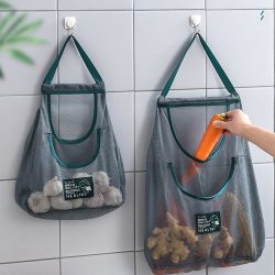 Fruit and Vegetable Storage Mesh Bag Kitchen Storage Bag Hanging Bag Wall-Mounted Garlic and Ginger Storage Garlic Mesh Pouch Storage Bag