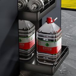 Kitchen cabinet built-in rack under sink kitchen utensils, tableware, bowls and cups storage rack stainless steel pull basket seasoning bottle storage rack