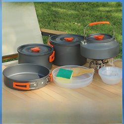 TKEK camping cookware outdoor pot kettle frying pan equipment portable outdoor camping tableware set pot pot supplies
