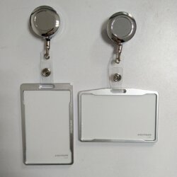 Snap-On Aluminum Alloy Id Card Holder with Metal Retractable Clip, Transparent Badge Holder for Employees, Nurses, and Medical Staff