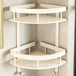 Bathroom Storage Rack, Triangle-Shaped, Milk White, for Shower Gel, Shower Room Storage Shelf, No-Drill Wall-Mounted