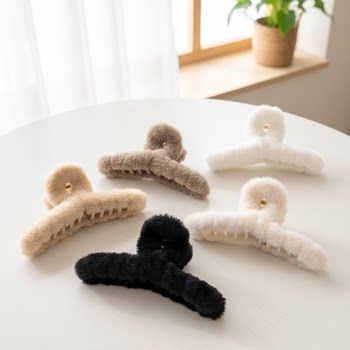 Autumn and winter versatile plush hair clip large hair hair clip hair shark clip women's hair grab hair accessories light luxury
