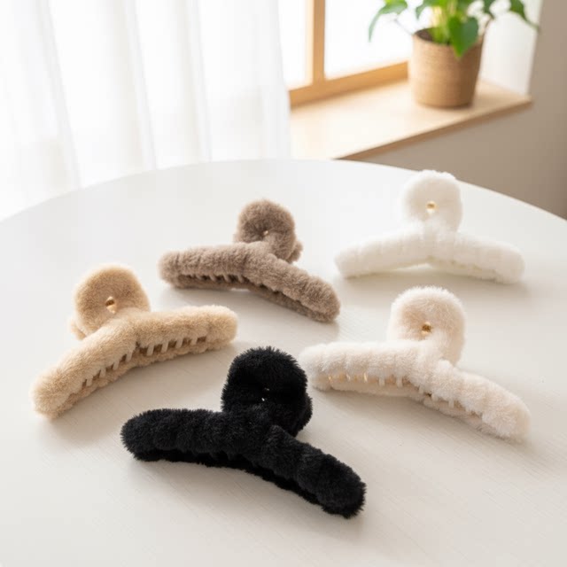 Autumn and winter versatile plush hair clip large hair hair clip hair shark clip women's hair grab hair accessories light luxury