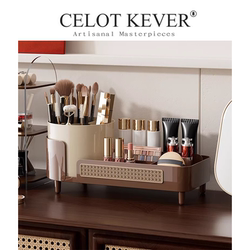 Celot Kever Luxury Cosmetics Storage Box Desktop Rotatable Lipstick Organizer Dressing Table Storage Rack