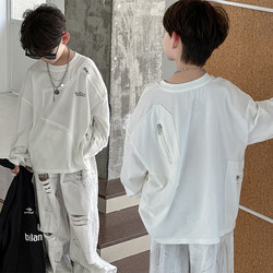 Boys' T-Shirt Spring and Autumn 2026 New Style Children's Spring Clothes Boys' Versatile Spring Wear White Base Shirt Top