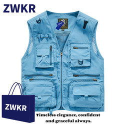 Ice Silk Quick-Drying Outdoor Fishing Vest for Men, Summer Waterproof Multi-Pocket Mountaineering Photography Workwear Tactical Vest