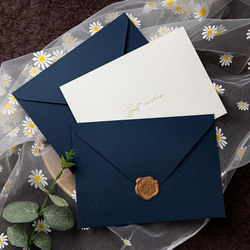 Dark blue small fresh forest style literary wedding thickened high-end letter paper card fire paint wax sticker set wine