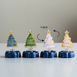 Glazed Christmas Tree Jingdezhen Style Tea Pet Ornament Desktop Decoration Rotatable Multiple Colors Available Gift for Best Friend or Friend