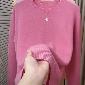 
New round neck long-sleeved sweater for women in spring slimming long-sleeved top loose knitted versatile thin bottoming shirt
