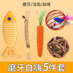Cat Toy Self-Entertainment Boredom Buster Catnip Ball Fish Small Mouse Wood Catnip Chew Stick Durable Kitten Supplies