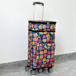 Large-capacity grocery shopping cart household trolley cart for the elderly portable shopping cart bag thermal insulation folding small. Pull trolley universal