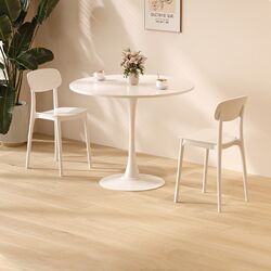 Round table simple white casual negotiation table coffee milk tea shop dining table balcony small round table chair folding table top