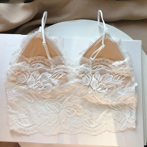 French white lace underwear girl's bra set G thin summer bra comfortable inside and outside