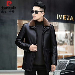 
Pierre Cardin middle-aged and elderly autumn and winter sheepskin genuine mink fur coat men's mid-length dad fur coat