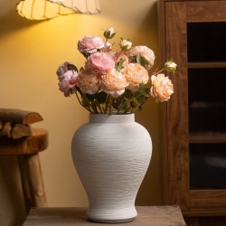 Jingdezhen Simple White Ceramic Vase Living Room Light Luxury High-End Decorative Ornament Home Hydroponic Flower Arrangement Vessel