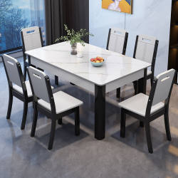 Slate dining table and chair combination bright modern simple solid wood rectangular western dining table home small apartment dining table