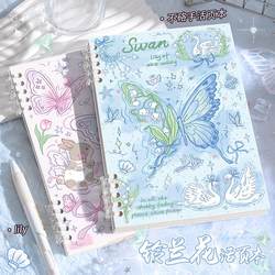Lily of the Valley Butterfly B5 Loose-Leaf Notebook That Does Not Irritate Your Hand, Literary and Artistic Note Record Book A5 Niche, Beautiful and Good-Looking ins Style High-End Exquisite Diary for Girls and Students to Learn Exquisite Horizontal Lines