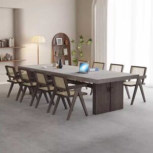 
Modern minimalist Nordic imitation cement conference table designer office desk negotiation modern minimalist style solid wood strips
