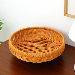 Hand-Woven Baskets for Fruits and Snacks, Imitation Rattan Storage Baskets, Egg Baskets, Hand-Woven Household Round Steamed Bun Baskets