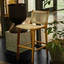 Solid wood high chair rattan leisure B&B bar chair cafe home dining chair stool saddle leather Nordic