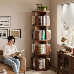 Rotating Bookshelf Floor-Standing Storage Rack Living Room Corner Small Storage Cabinet Home Vertical Storage Cabinet Integrated Wall-Mounted Bookcase