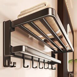 Towel Rack Bathroom No-Drill Towel Holder Integrated Hanging Rack Set Toilet Shower Room Bathroom Shelf Storage Rack