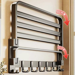 Towel Rack Bathroom Storage Rack Perforated Bath Towel Rack Integrated Hanging Rack Set Toilet Shower Room Bathroom Shelf