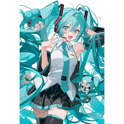 Anime Two-Dimensional Hatsune Miku Wall Stickers Dormitory Bedroom Room Self-Adhesive Decorative Wall Stickers Door Stickers Luggage Stickers