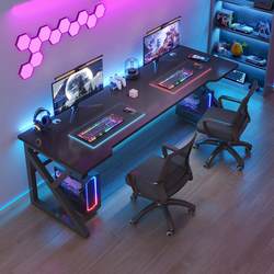 Desk, Double Computer Desk, Desktop Table for Bedroom, Modern Minimalist Panel-Style Table and Chair Set, Gaming Desk with Wheels