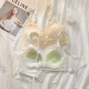 
White lace underwear for women in summer w season thin large breasts showing small breasts push up no rims girls no empty cup bra