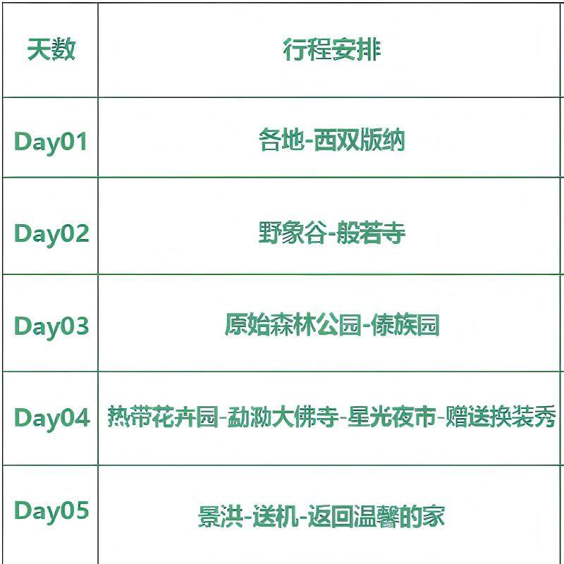 【全国出发】云南西双版纳旅游星光夜市真纯玩2+1车喜来登酒店5天