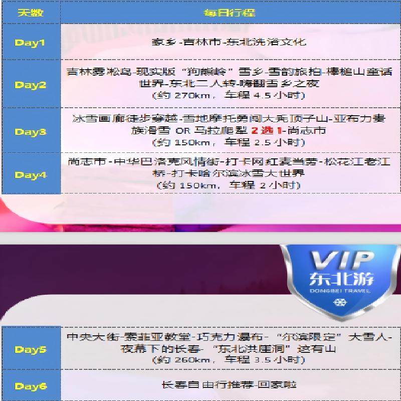 【全国出发】东北旅游哈尔滨雪乡4/5钻酒店2+1保姆车纯玩0自费6天
