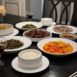 Ceramic Bowl and Tableware Set, Dinner Plates, Household Dishes, Underglaze Colored Bowls and Plates, High Aesthetic Small Waist-Shaped Plates, Bowls, and Chopsticks