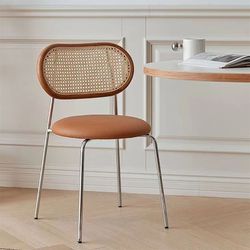 Middle-aged rattan chair Nordic solid wood home dining chair cafe casual designer retro restaurant study