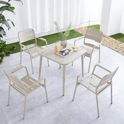 Outdoor tables and chairs, aluminum alloy open-air chairs, outdoor dining tables and chairs, coffee shop milk tea shop outdoor table and chairs set combination