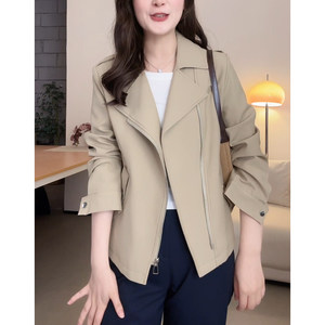 Bean Green Windbreaker Short Jacket Women's Small 2026 Spring and Autumn New Fashion Lapel Front Shoulder Jacket Top
