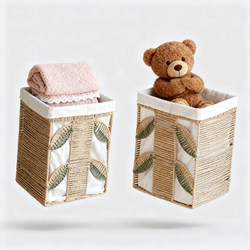 Imitation Rattan Storage Basket, Dirty Clothes Hamper, Laundry Basket, High Aesthetic Value, Household Bedroom Floor-Standing Large-Capacity Storage Basket, Nordic Style